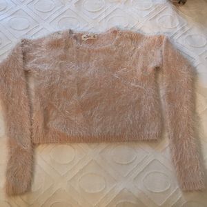 Hollister Pink Fuzzy Cropped Sweater
